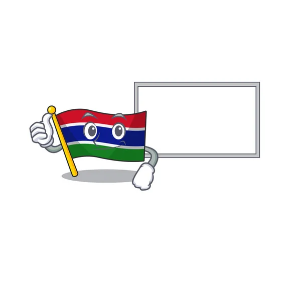 Thumbs up with board flag gambia isolated in the character — 스톡 벡터