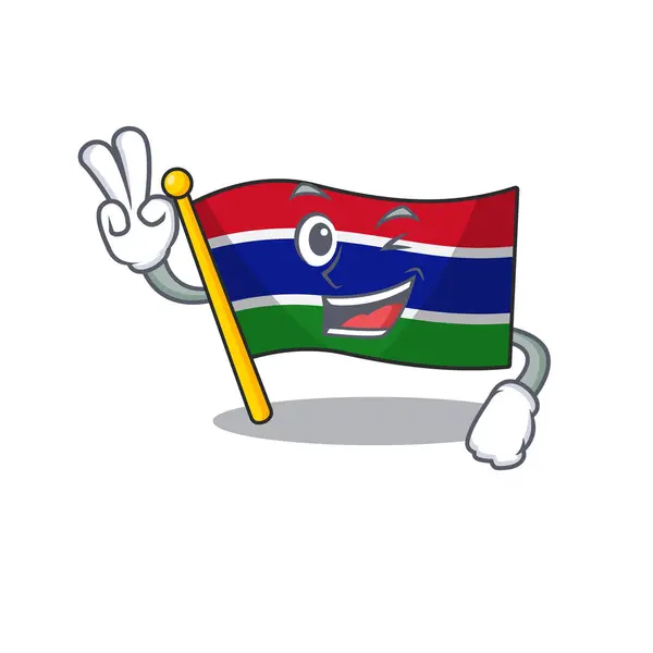 Два пальці прапор Гамбії талісман формують персонажа — стоковий вектор