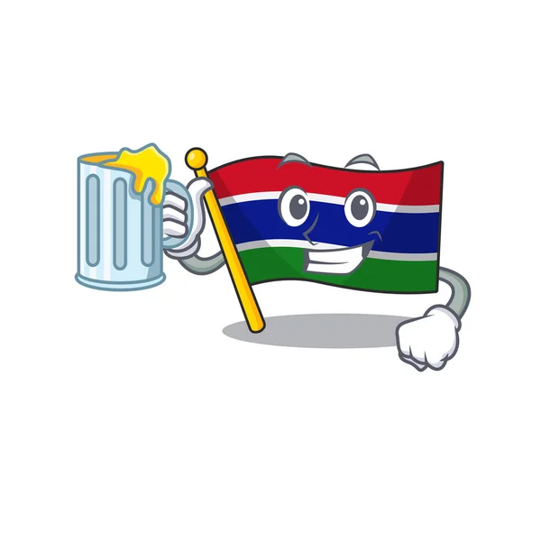 Με τη σημαία χυμό Γκάμπια φτερουγίζει σε πόλο κινουμένων σχεδίων — Διανυσματικό Αρχείο