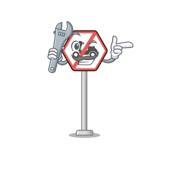 Mechanisch speelgoed geen motorfietsen boven de mascotte tafel — Stockvector