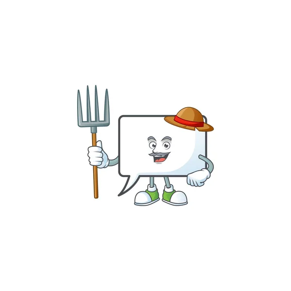 Farmer rectangle bubble icon cartoon with mascot — Stock Vector