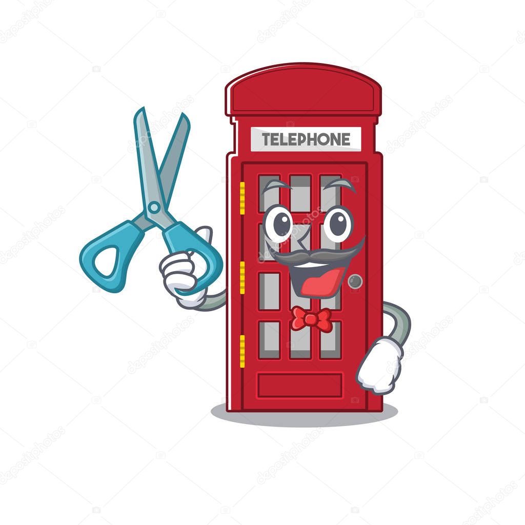 Barber telephone booth character shape on mascot