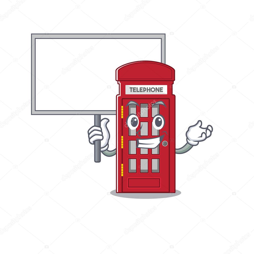 Bring board telephone booth character shape on mascot