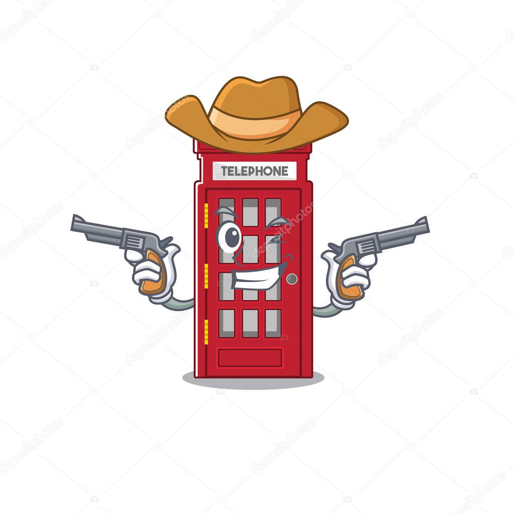 Cowboy telephone booth character shape on mascot
