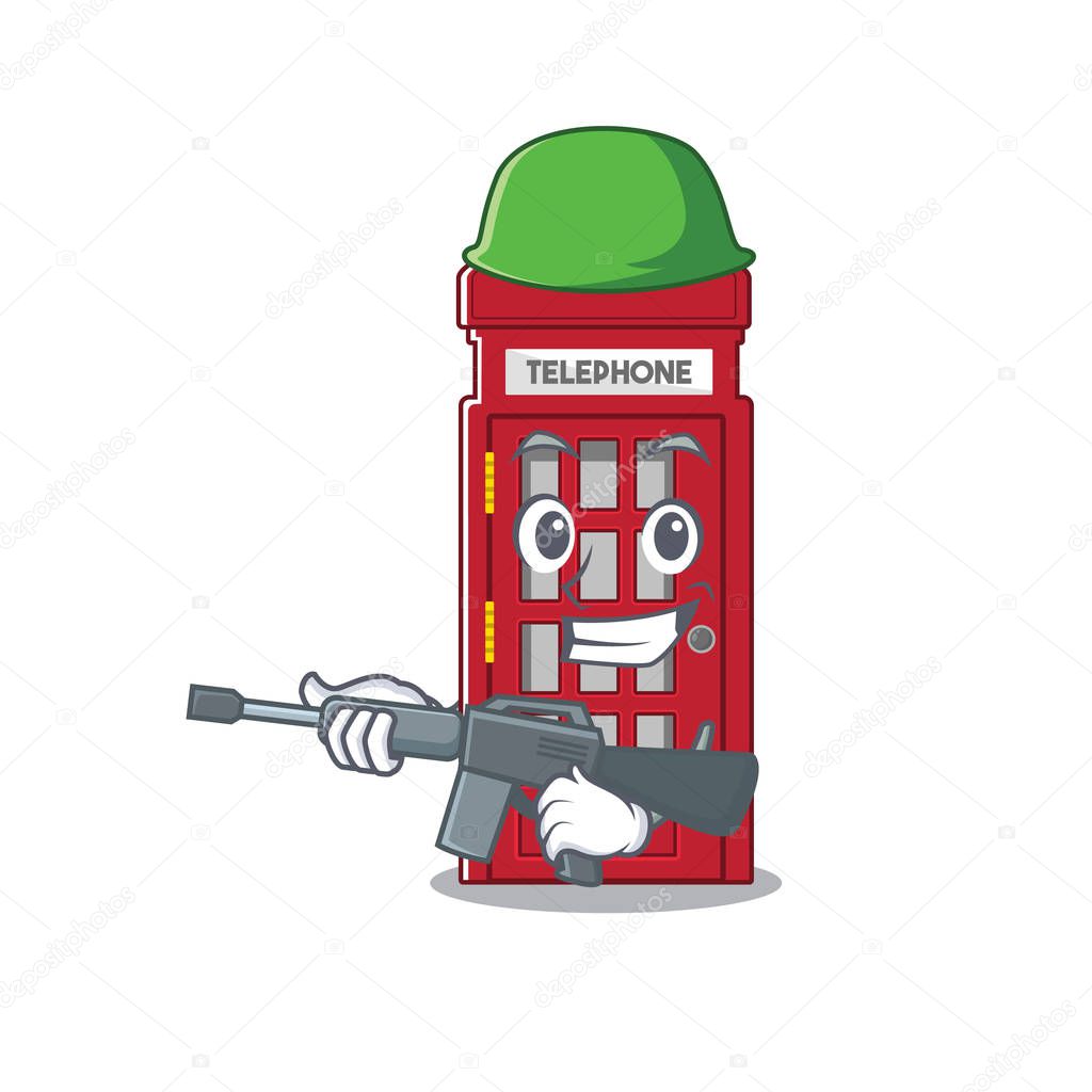 Army telephone booth character shape on mascot