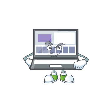 Karakter maskotu şeklinde sırıtan bir bilgisayar.