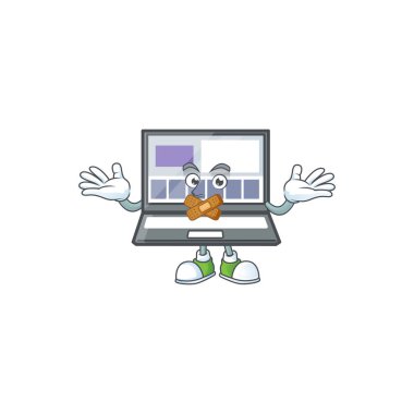 Sessiz dizüstü bilgisayar karakteri maskotu izole etti..