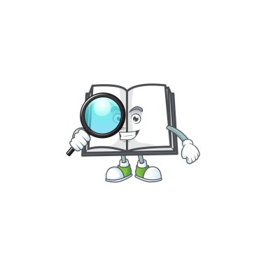 Dedektif maskot stili açık kitap.