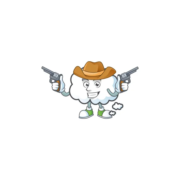 Cowboy cloud bubble cartoon mascot a shape. — Stock Vector