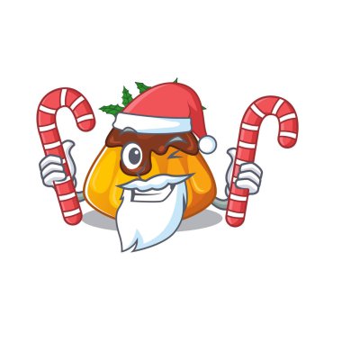 Noel Baba şekerli puding karikatür buzdolabında soğutulmuş.