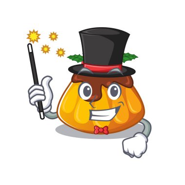 Sihirbaz Noel pudingi karikatür buzdolabında soğutulmuş.