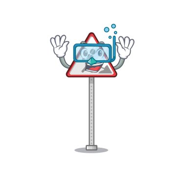 Dalış yolu tabelası karakterin yol kenarında