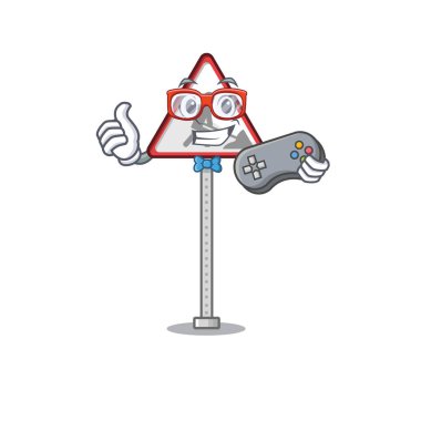 Oyuncuların yol çalışması işareti çizgi filmi izole etti