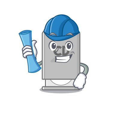 Maskot ahşap masanın üzerinde romantik bir gezinti