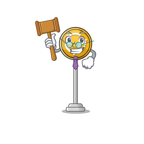 Juiz miniatura rotunda à frente da forma mascote — Vetor de Stock