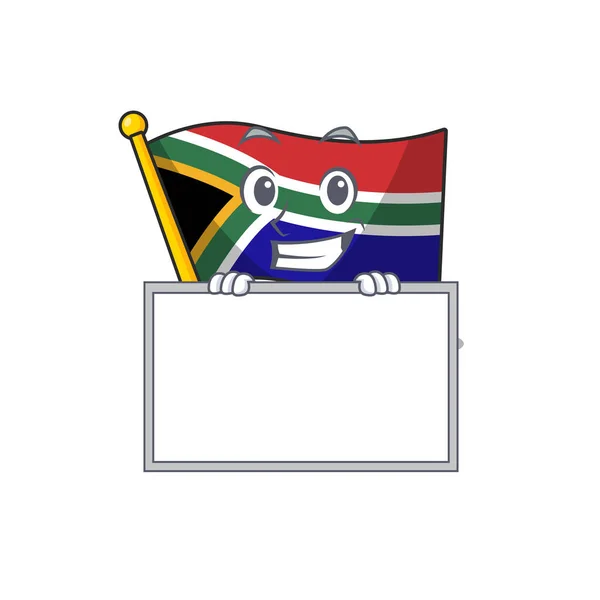 Grinning com bandeira bordo África do Sul em um personagem —  Vetores de Stock
