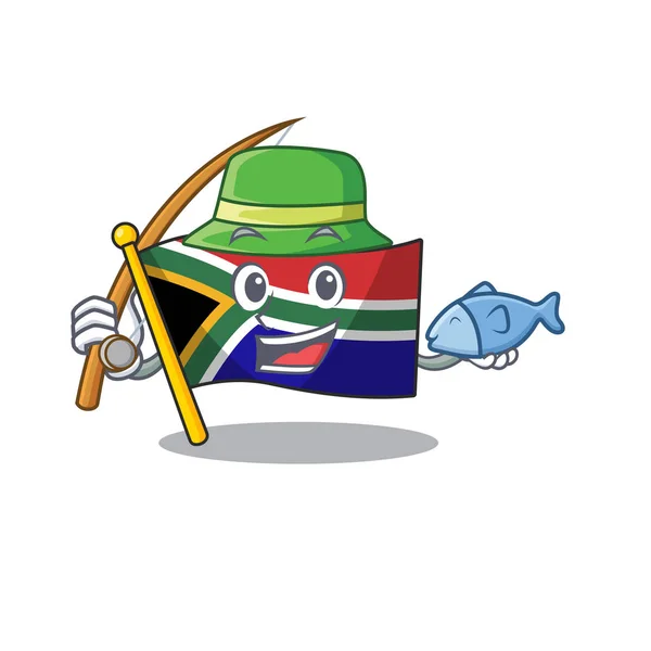 Fishing flag south africa isolated with mascot — Stock Vector