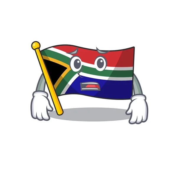 Paura bandiera sud africa isolato con mascotte — Vettoriale Stock