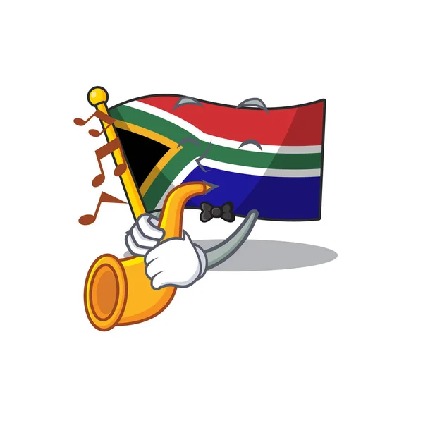 南アフリカのトランペットの旗をマスコットで隔てて — ストックベクタ