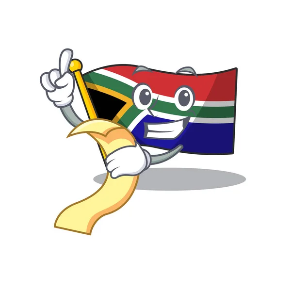 With menu flag south africa isolated with mascot — ストックベクタ