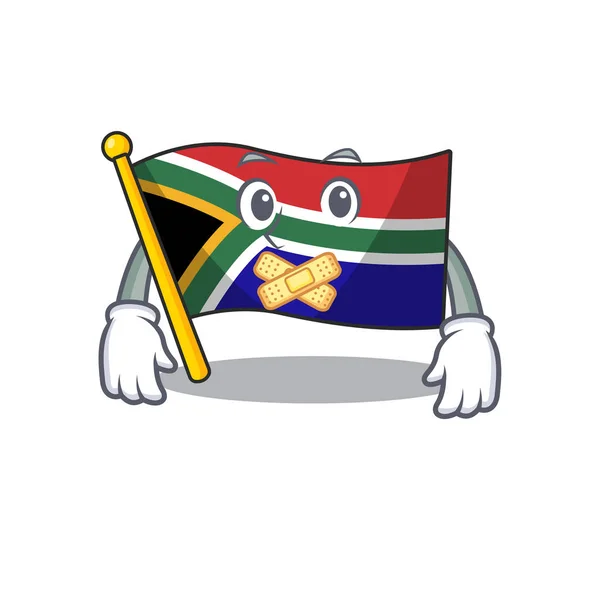 Stille Zuid-Afrikaanse vlag wappert op tekenfilmpaal — Stockvector