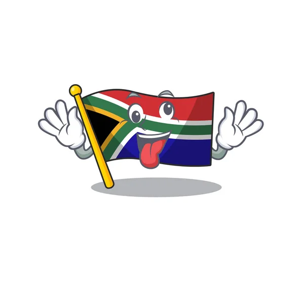 Gek zuid afrika vlag vliegt bij cartoon paal — Stockvector