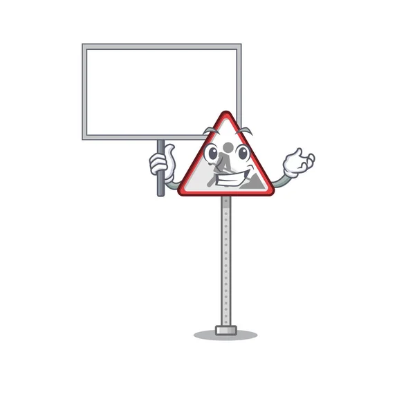 Bring board road work sign cartoon shape character — Stok Vektör