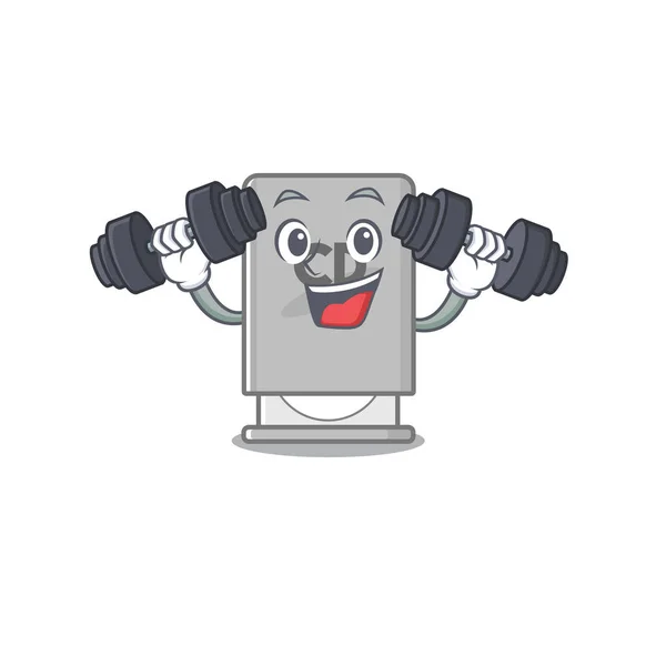 Fitness rom drive mascotte isolato con cartone animato — Vettoriale Stock