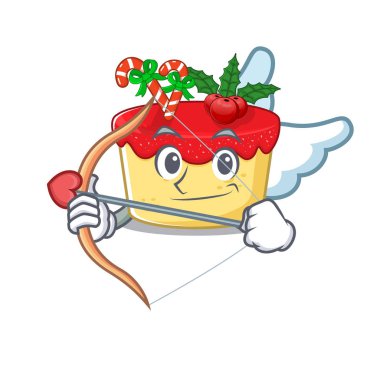 Aşk tanrısı Noel pastası karikatür tahtasında servis edilir.