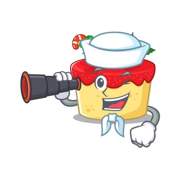 Çizgi filmde dürbünlü Noel kurabiyesi olan denizci.