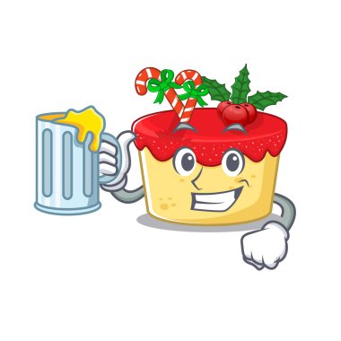 Karikatürde meyve suyu ve noel kurabiyeleriyle