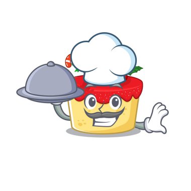 Karikatürde yemek ve noel kurabiyesi olan şef.