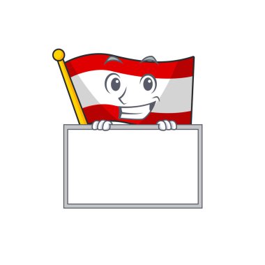 Maskotla izole edilmiş Avustralya bayrağıyla sırıtarak.