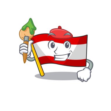 Sanatçı bayrağı Avusturyalı maskotla izole edilmiş.