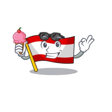 With ice cream flag austria flying at cartoon pole