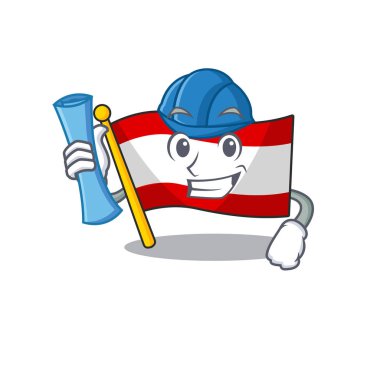 Architect flag austria flying at cartoon pole