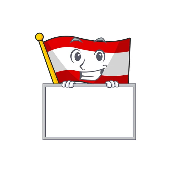 Sourire avec planche drapeau austria isolé avec la mascotte — Image vectorielle