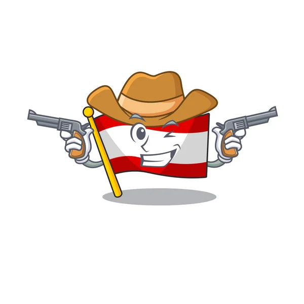 Cowboy flag austria isolated with the mascot — Stock Vector