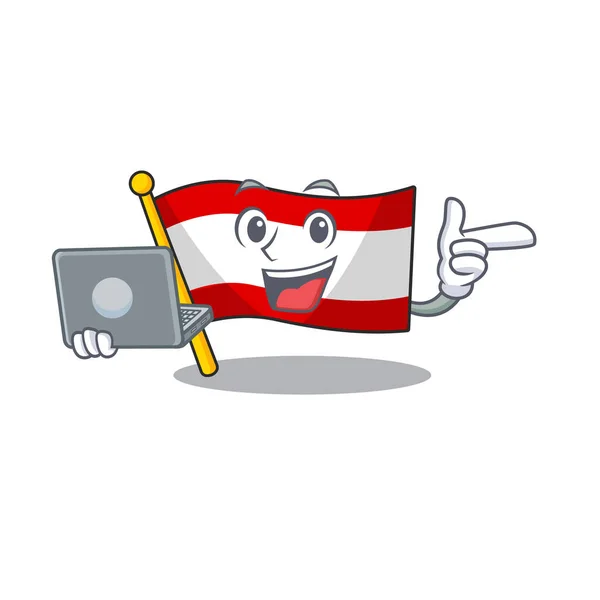 With laptop flag austria isolated with the mascot — Stock Vector