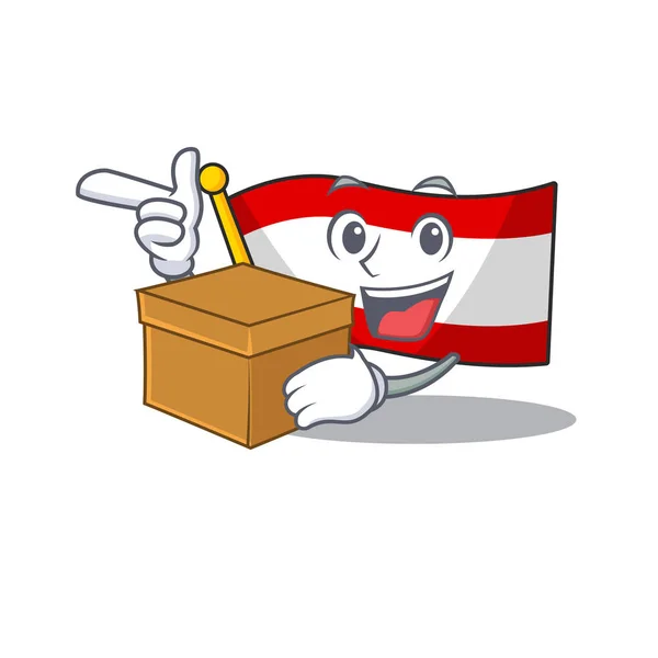 S krabicovou vlajkou Rakouska vznášející se u kresleného sloupu — Stockový vektor