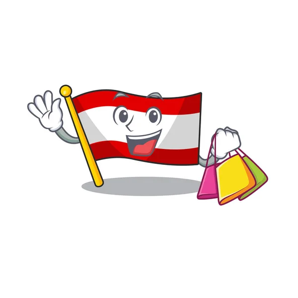 Vásárlás zászló ausztria repülő rajzfilm pole — Stock Vector