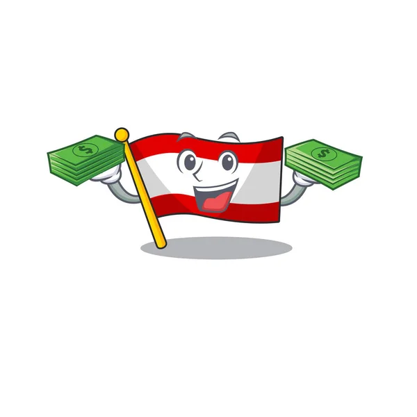 With money bag flag austria mascot shape the character — Stock Vector