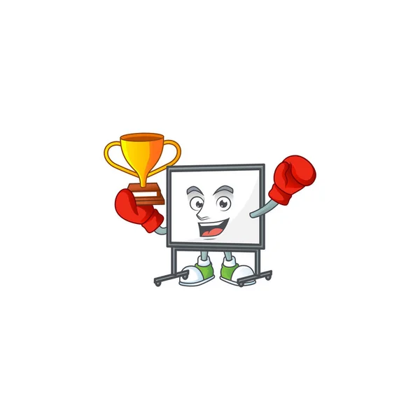 Ganador de boxeo caricatura de tablero blanco sobre fondo blanco — Vector de stock