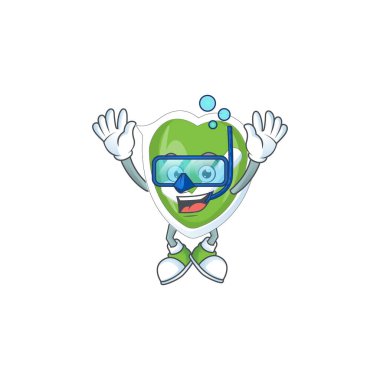 Karakterli bir maskot ile dalış işareti kalkanı