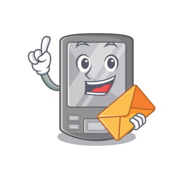 Kişisel dijital yardımcı zarf ile karikatür izole