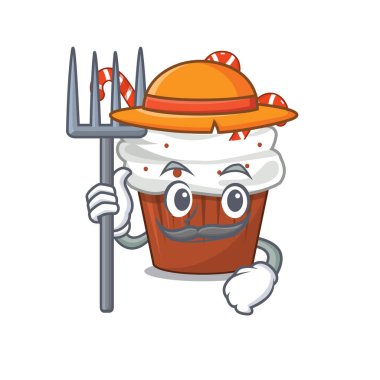 Çiftçi noel keki maskotla izole edilmiş.