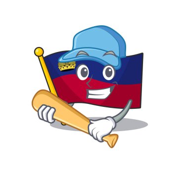 Soyutlanmış karakterli beysbol bayrağı Lihtenştayn maskotu