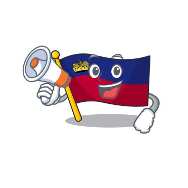 Megafon bayraklı Lihtenştayn maskotuyla yalıtılmış karakterli