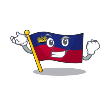 Başarılı bir bayrak liechtenstein karikatür direğinin üzerine asıldı