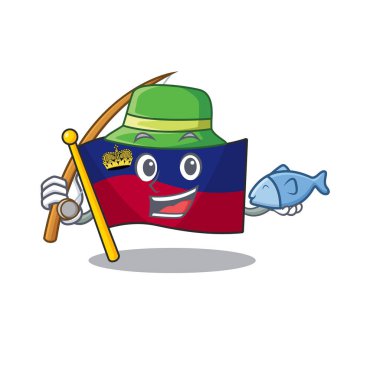 Maskot masasının üzerinde katlanmış balık bayrağı liechtenstein